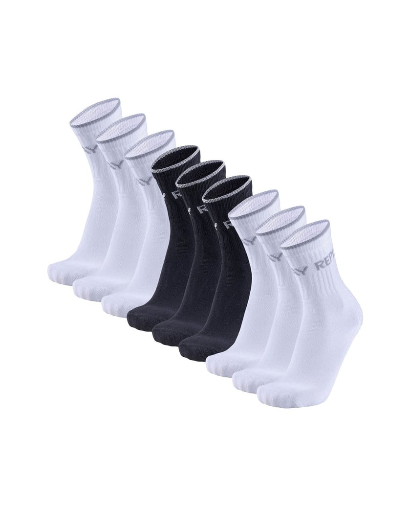 REPLAY-Unisex-Socken-9er-Pack-REPLAY-TENNIS-Leg-Logo-9Prs-Banderole-schwarz