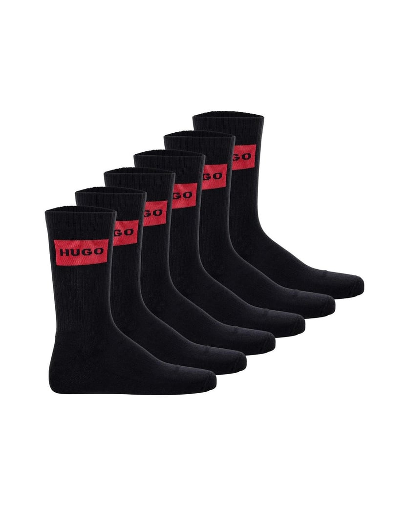 HUGO-Herren-Socken-6er-Pack-6P-QS-RIB-LABEL-CC-schwarz