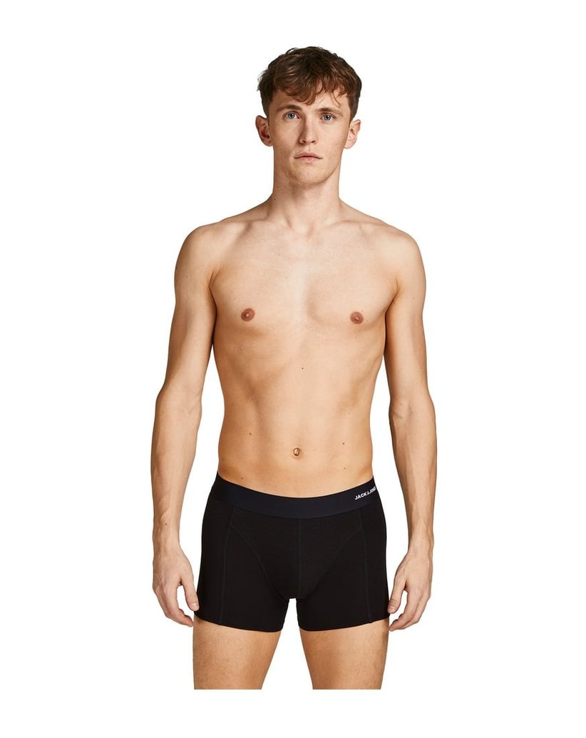 Jack-&-Jones-Herren-Boxershort-3er-Pack-JACBASIC-TRUNKS-3-PACK-schwarz