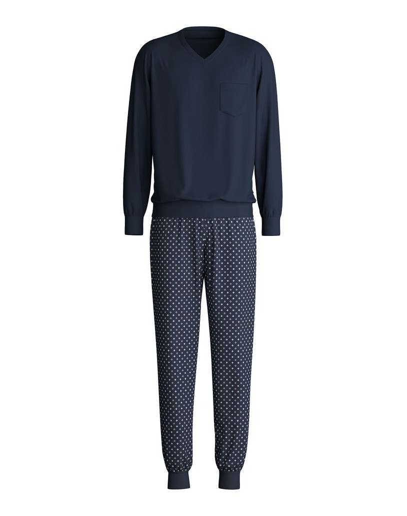 Calida-Herren-Pyjama-Relax-Streamline-Pyjama-blau-