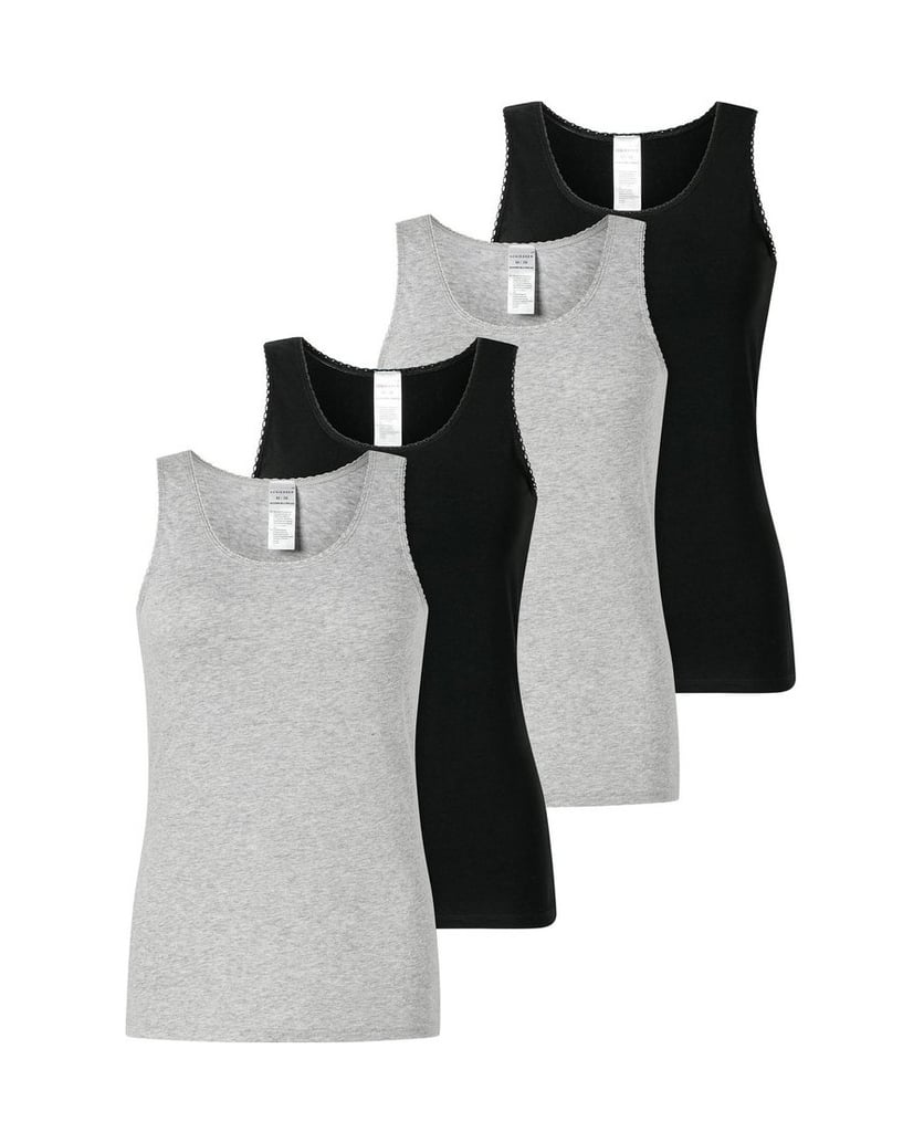 SCHIESSER-Damen-Unterhemd-4er-Pack-schwarz