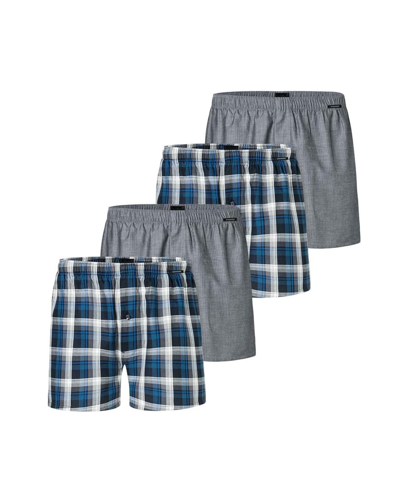 SCHIESSER-Herren-Web-Boxershorts-4er-Pack-blau-