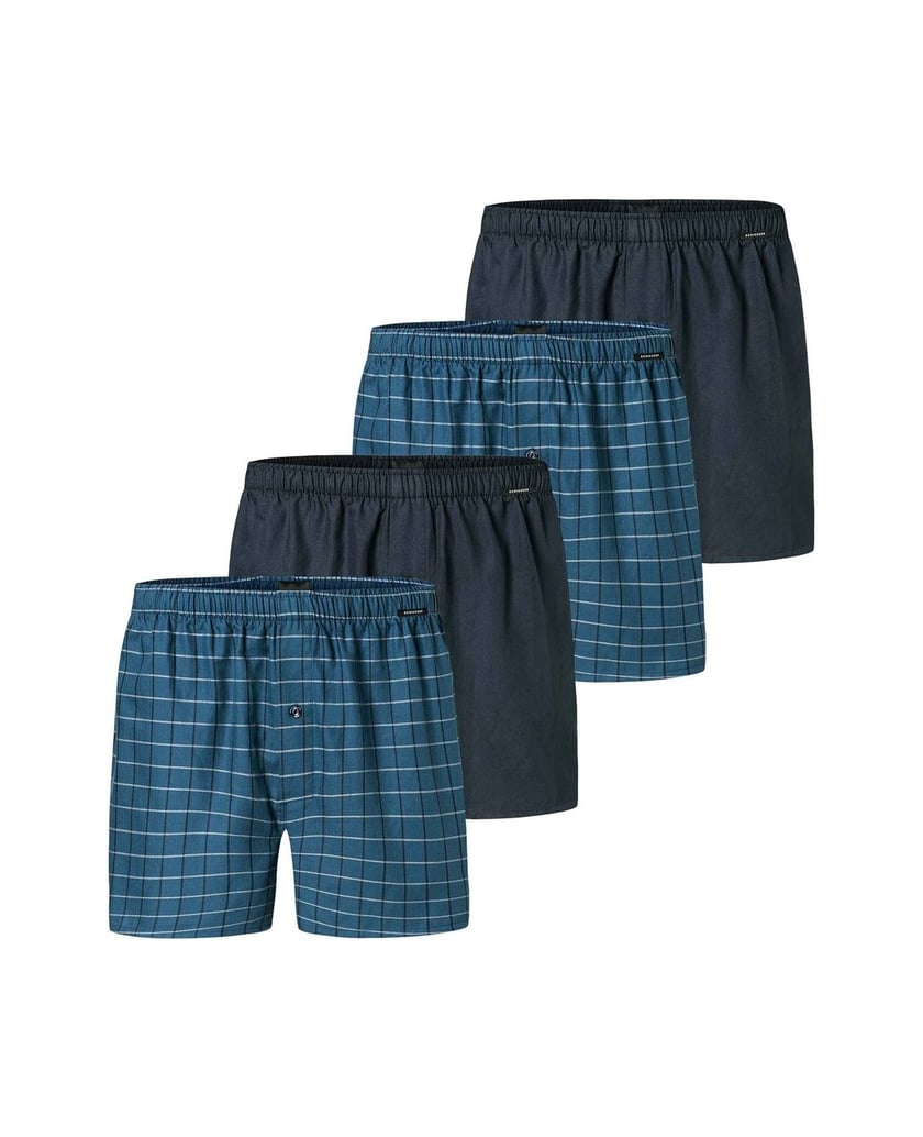 SCHIESSER-Herren-Web-Boxershorts-4er-Pack-blau-
