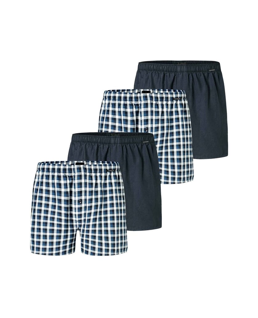 SCHIESSER-Herren-Web-Boxershorts-4er-Pack-blau-
