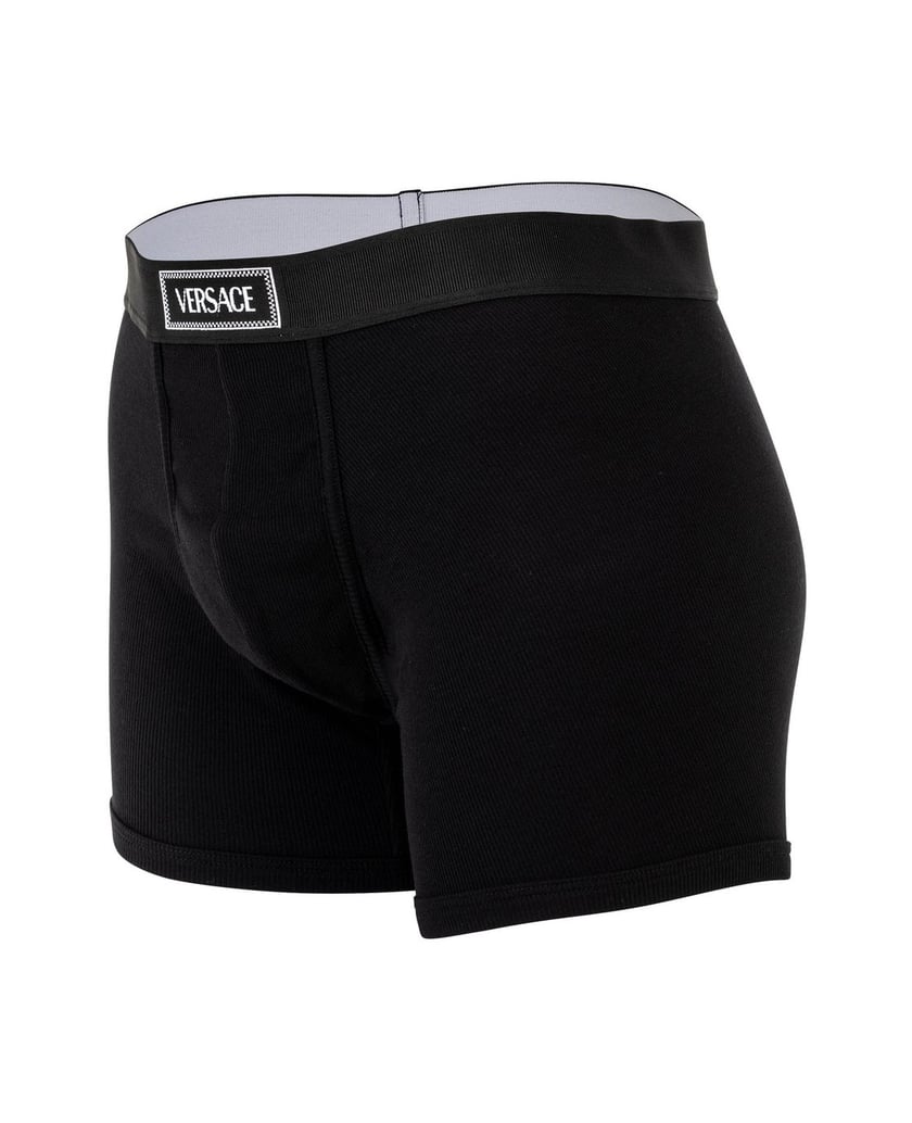 VERSACE-Herren-Boxershort-1er-Pack-TRUNK-TEX-RIBBED-COTTON-schwarz