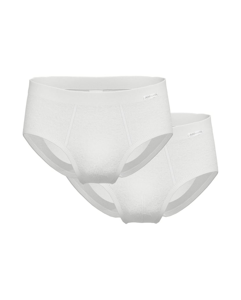 AMMANN-Herren-Slip-2er-Pack-Slips-Doppelripp-weiss