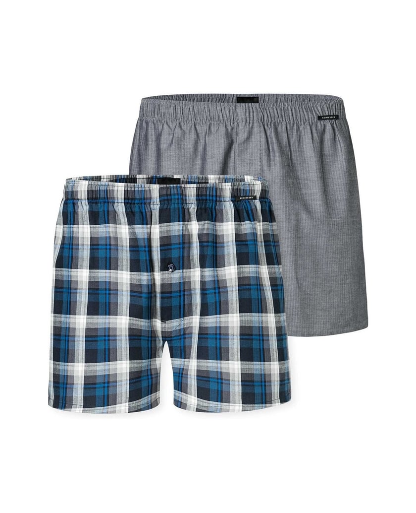 SCHIESSER-Herren-Web-Boxershorts-2er-Pack-blau-