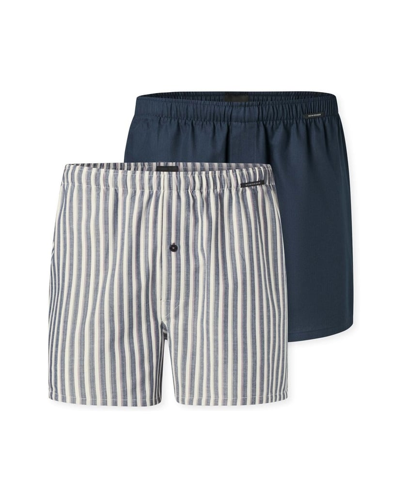 SCHIESSER-Herren-Web-Boxershorts-2er-Pack-Webware-2P-multicolor