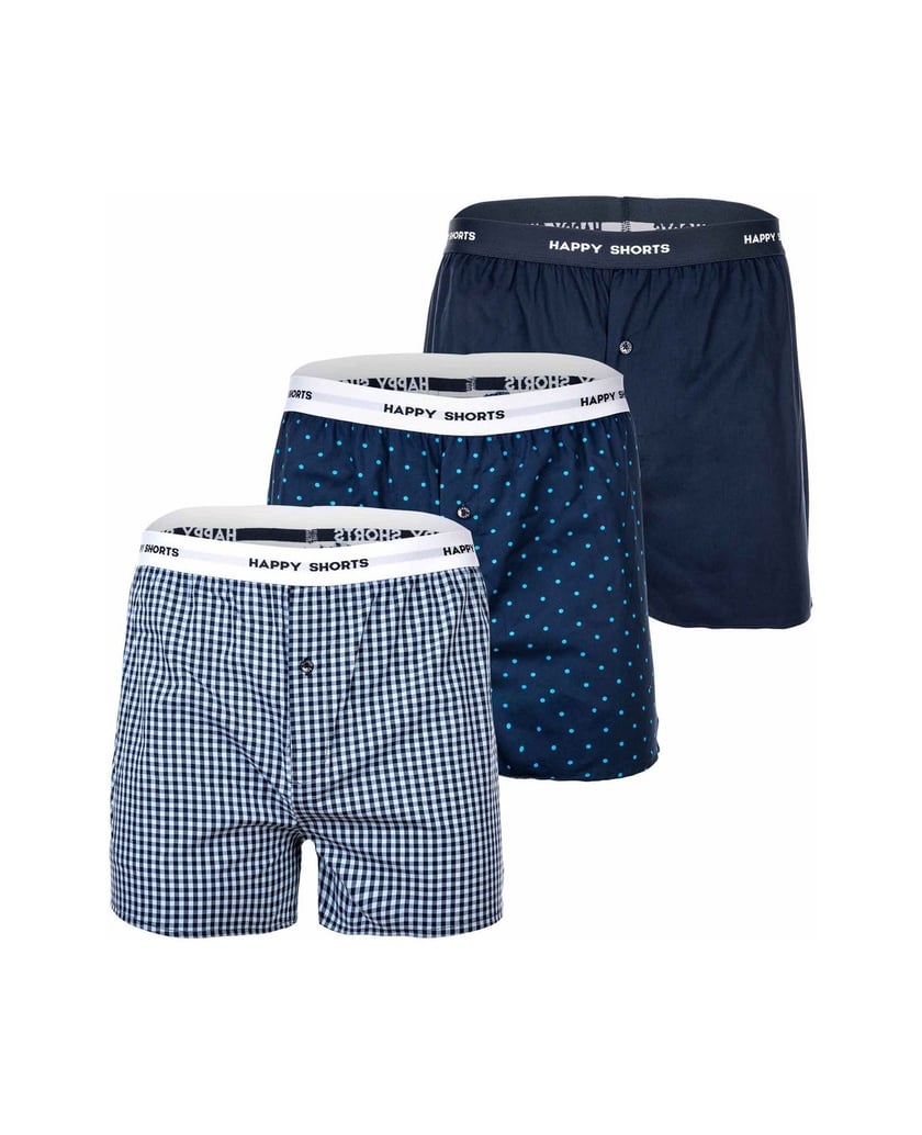 Happy-Shorts-Herren-Web-Boxershorts-3er-Pack-braun