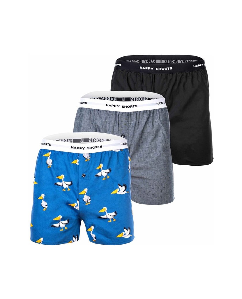 Happy-Shorts-Herren-Web-Boxershorts-3er-Pack-braun