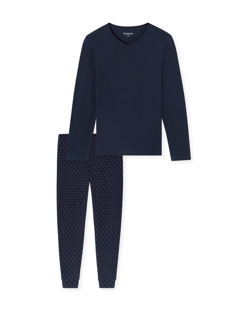 SCHIESSER-Herren-Pyjama-Casual-Essentials-blau
