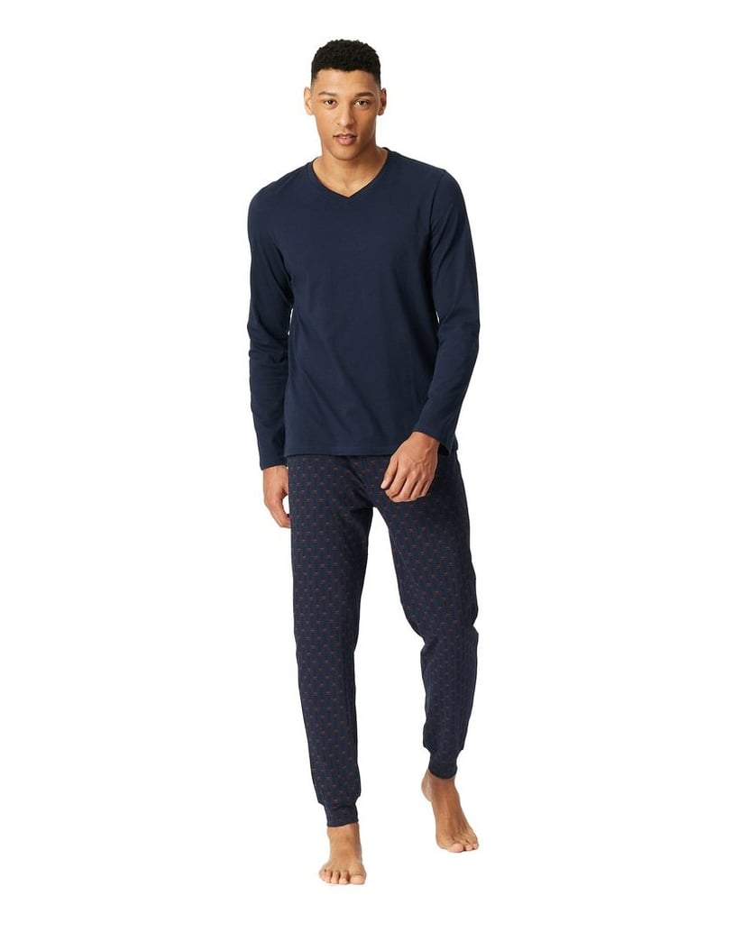 SCHIESSER-Herren-Pyjama-Casual-Essentials-blau