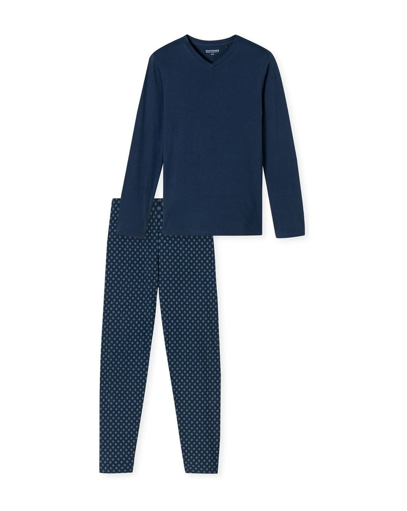 SCHIESSER-Herren-Pyjama-Casual-Essentials-dunkelblau