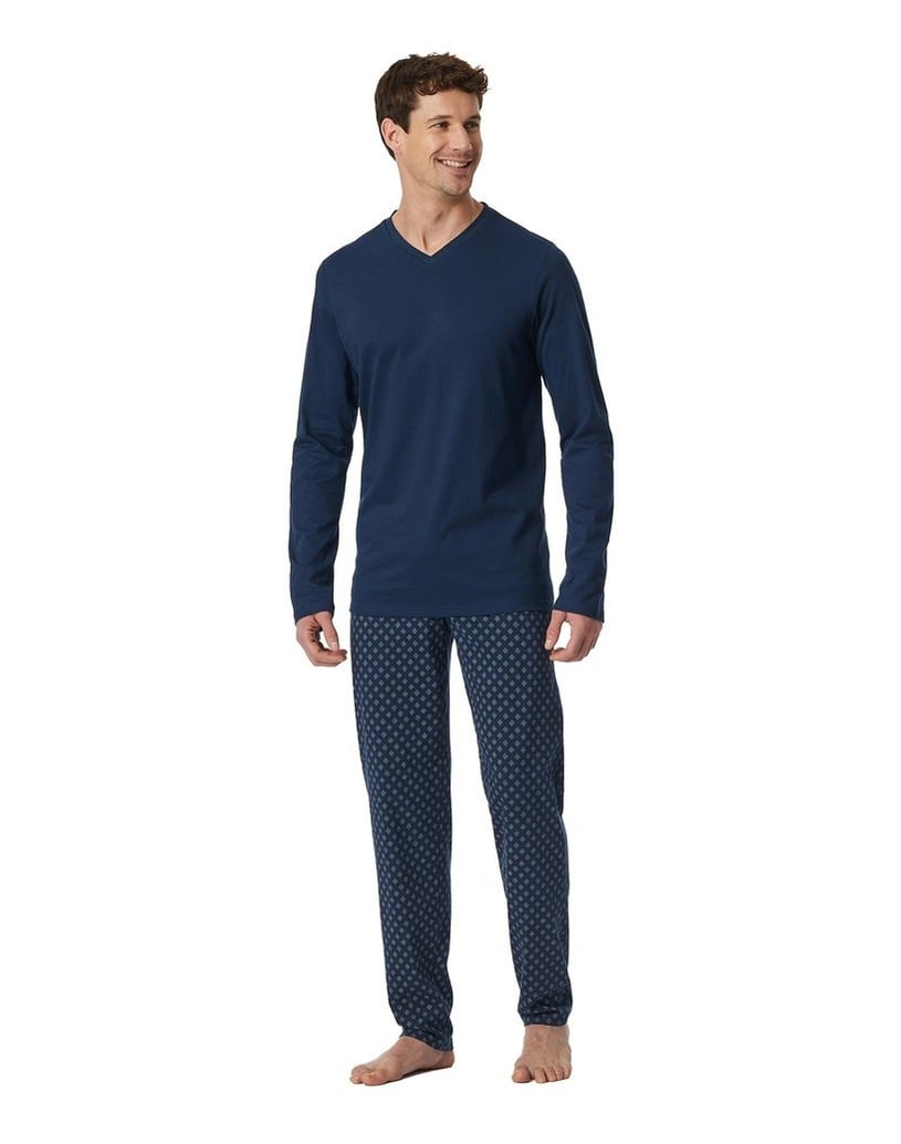 SCHIESSER-Herren-Pyjama-Casual-Essentials-dunkelblau
