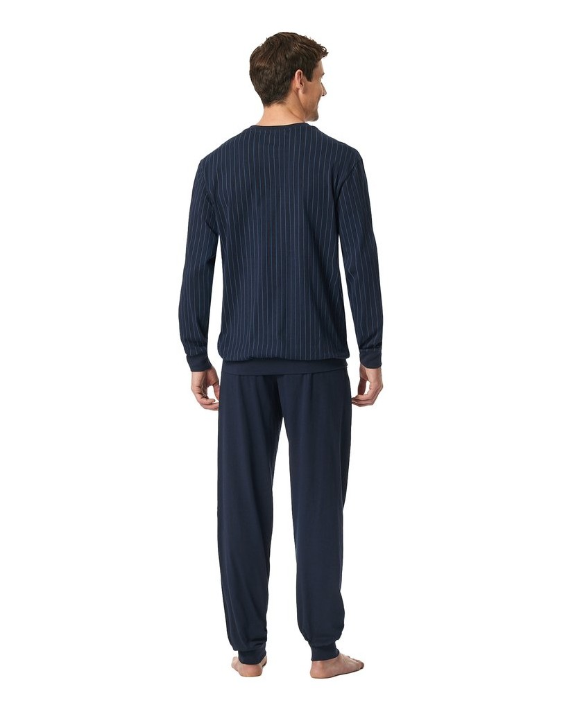 SCHIESSER-Herren-Pyjama-Comfort-Essentials-blau-