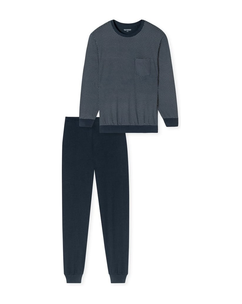 SCHIESSER-Herren-Pyjama-Comfort-Essentials-blau-