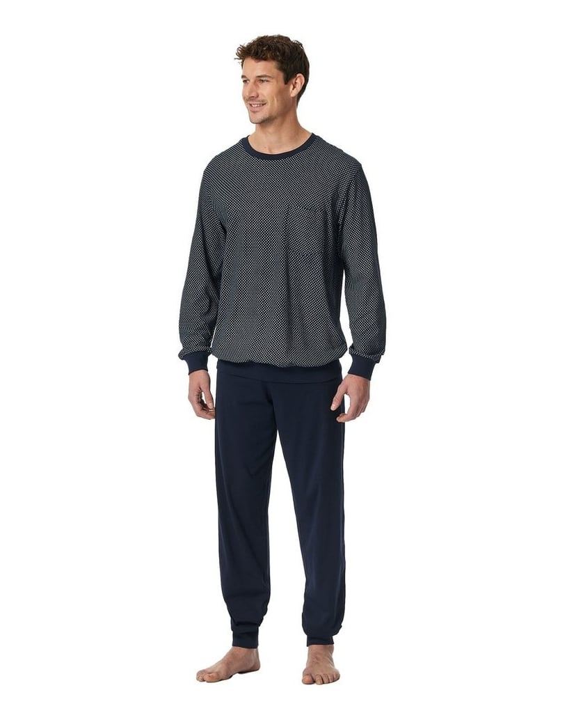 SCHIESSER-Herren-Pyjama-Comfort-Essentials-blau-