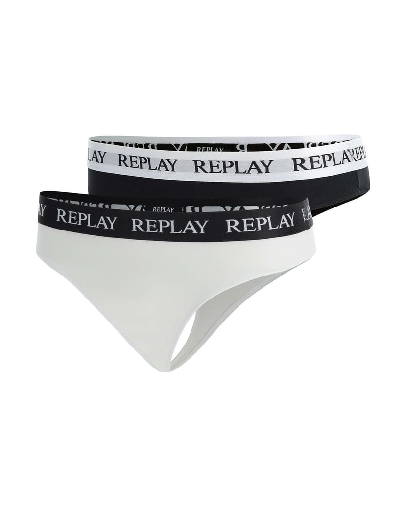 REPLAY-Damen-String-2er-Pack-REPLAY-LADY-STRING--Style-1-T/C-2pcs--waterfall-pack-schwarz