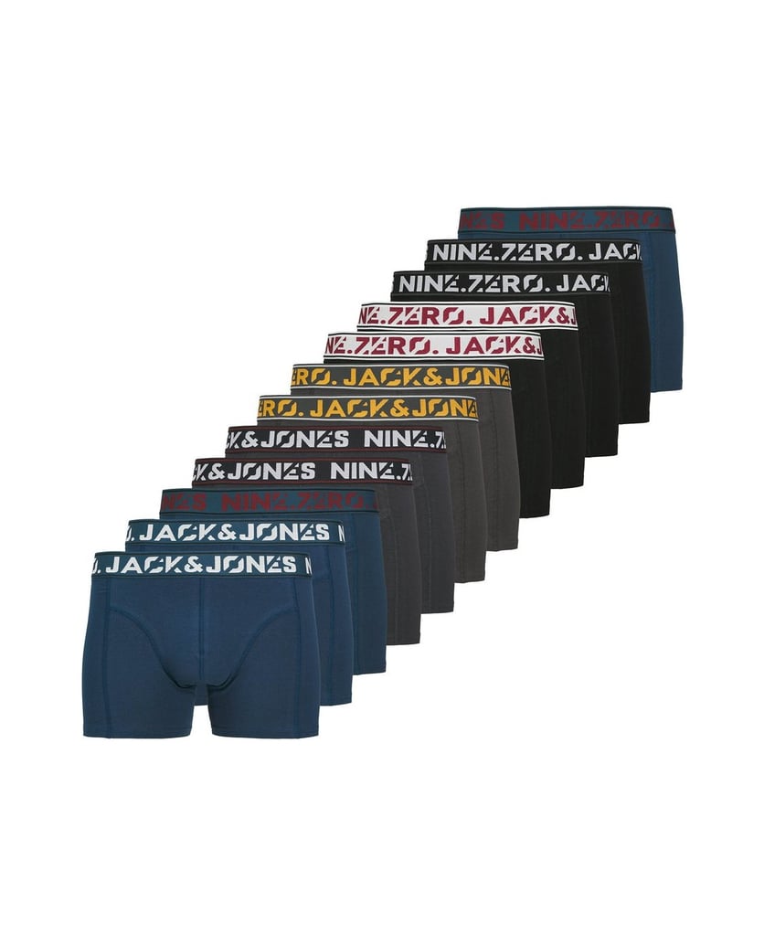 Jack-&-Jones-Herren-Boxershort-12er-Pack-JACCOLTON-SOLID-TRUNKS-12-PACK-mehrfarbig-