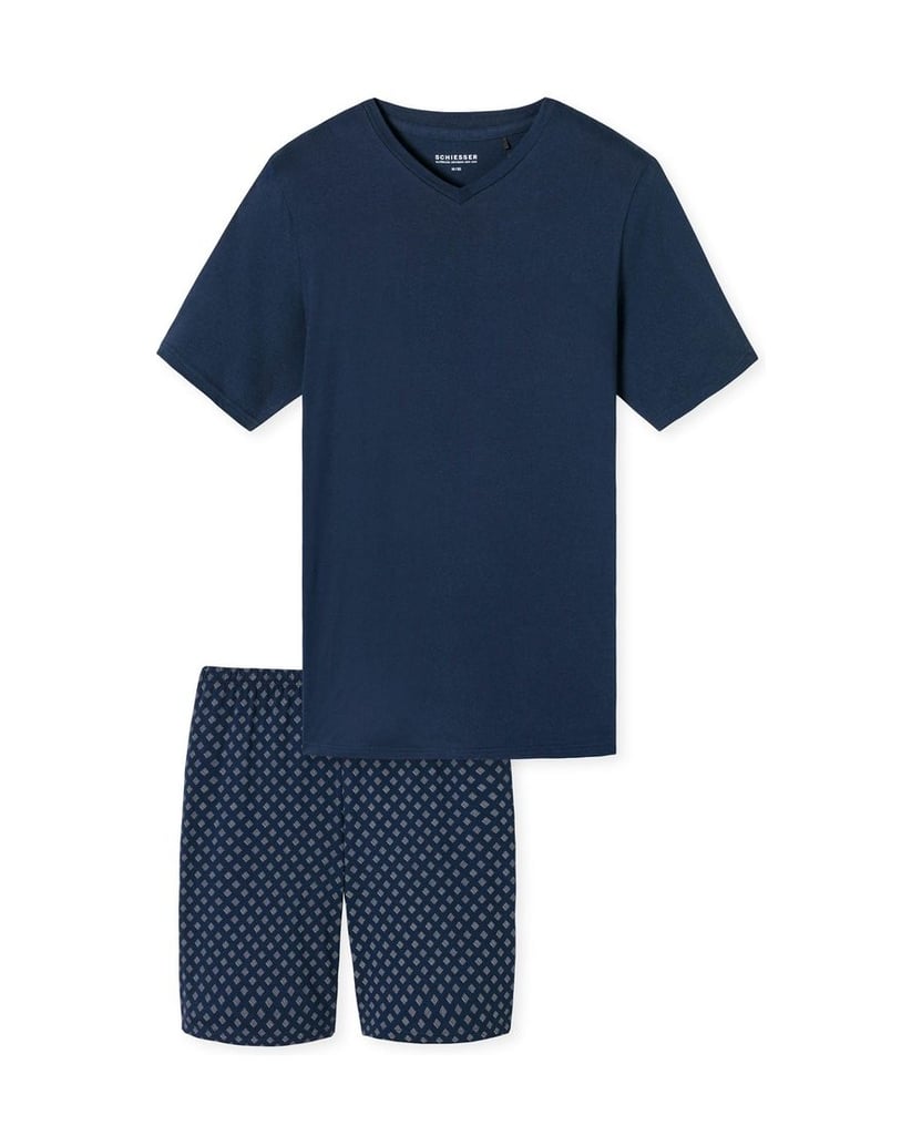 SCHIESSER-Herren-Pyjama-Casual-Essentials-dunkelblau