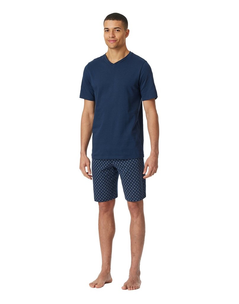 SCHIESSER-Herren-Pyjama-Casual-Essentials-dunkelblau