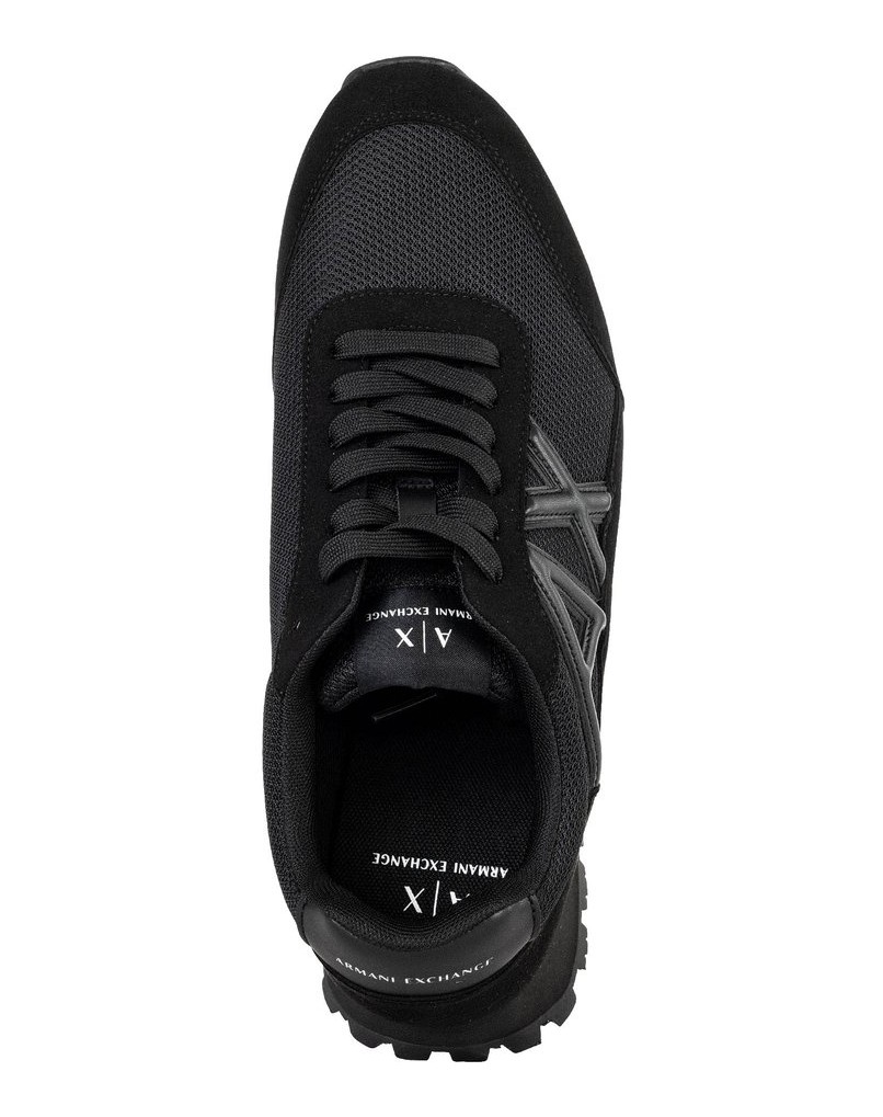 Armani-Exchange-Herren-Sneaker-SNEAKER-DROP-MICROSUEDE+MESH+CALF-PU-schwarz