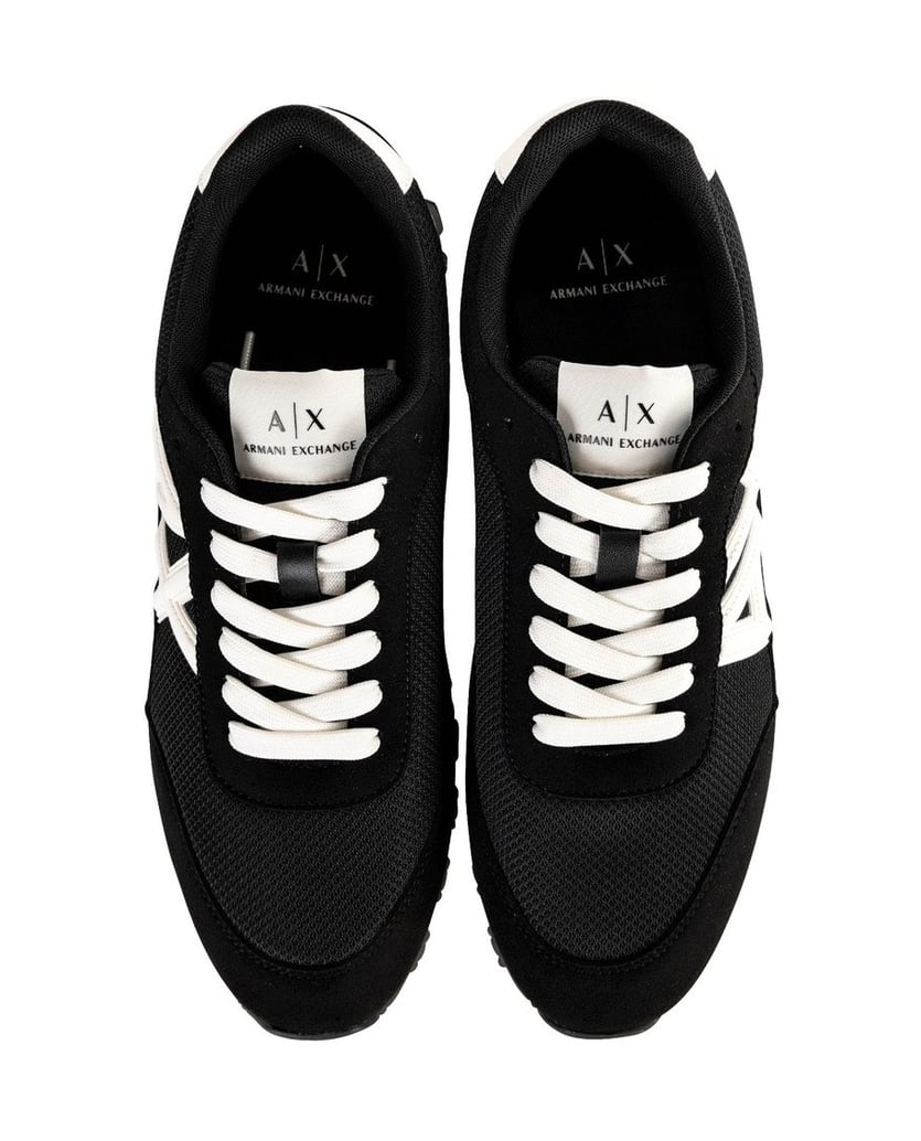 Armani-Exchange-Herren-Sneaker-SNEAKER-DROP-MICROSUEDE+MESH+CALF-PU-schwarz