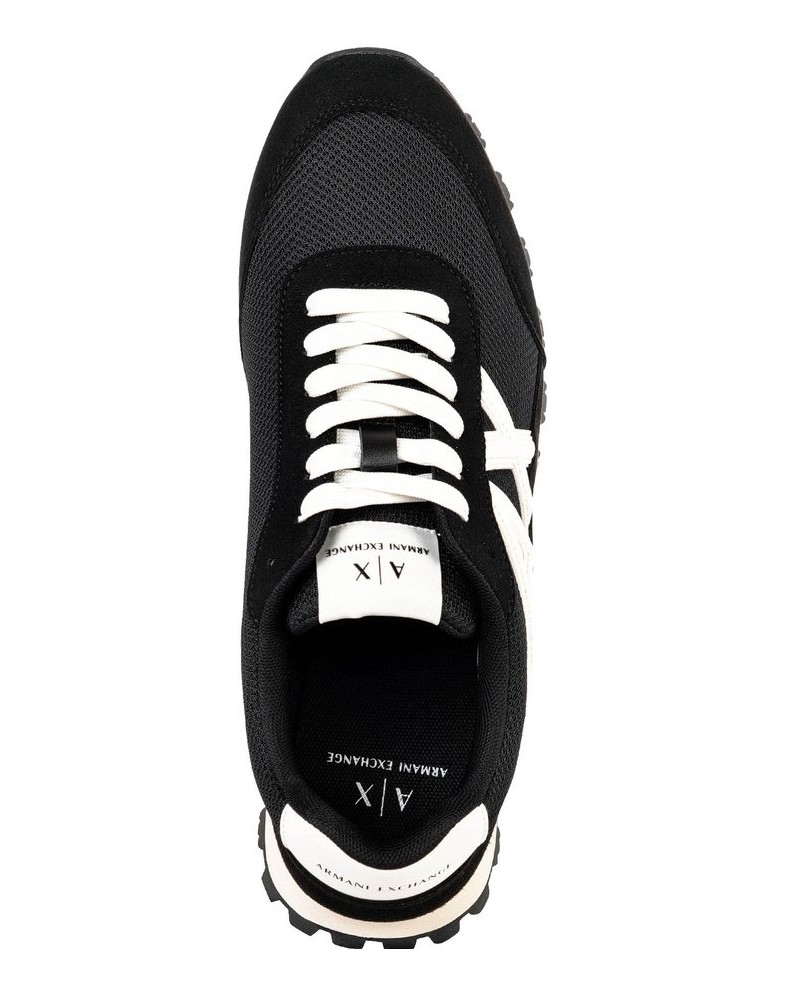 Armani-Exchange-Herren-Sneaker-SNEAKER-DROP-MICROSUEDE+MESH+CALF-PU-schwarz