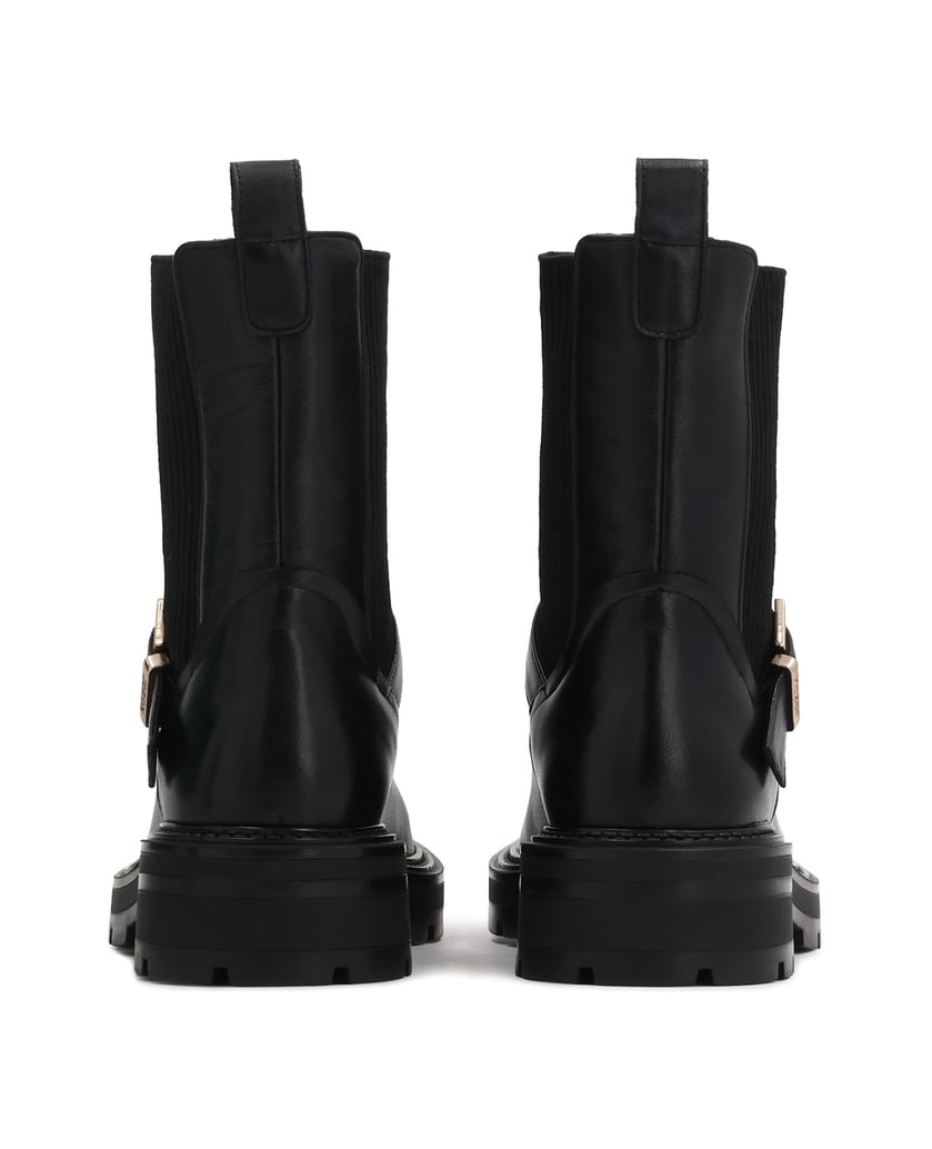 Kazar-Flache-Schlupfstiefel-mit-einem-Riemen-verziert-schwarz