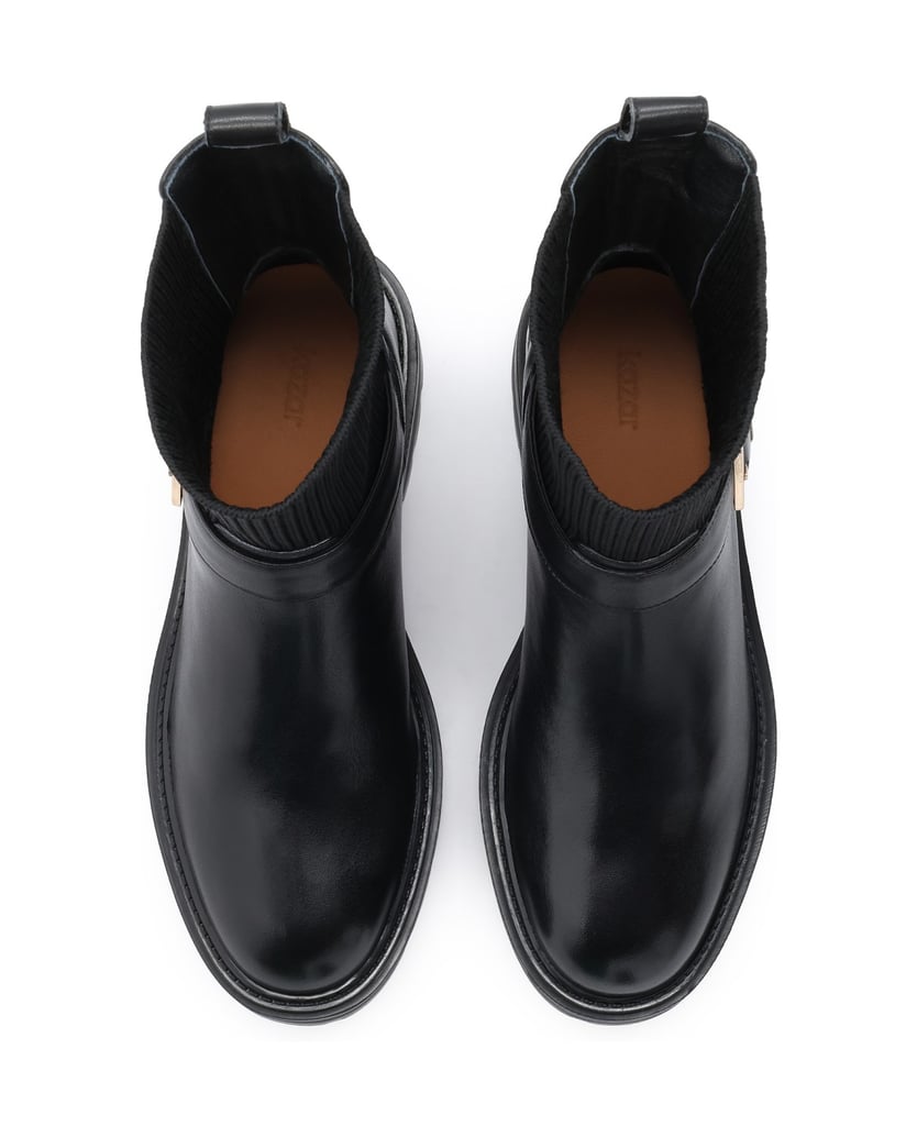 Kazar-Flache-Schlupfstiefel-mit-einem-Riemen-verziert-schwarz
