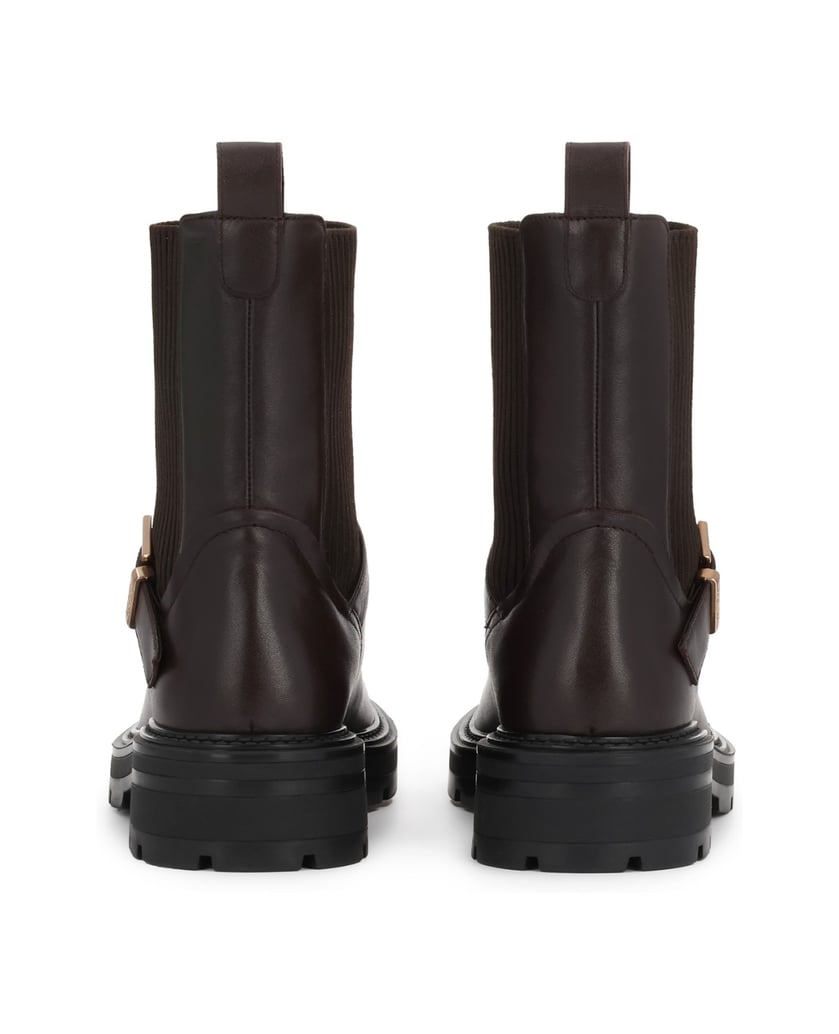 Kazar-Braune-Schlupfstiefel-aus-Leder-und-Stoff-braun