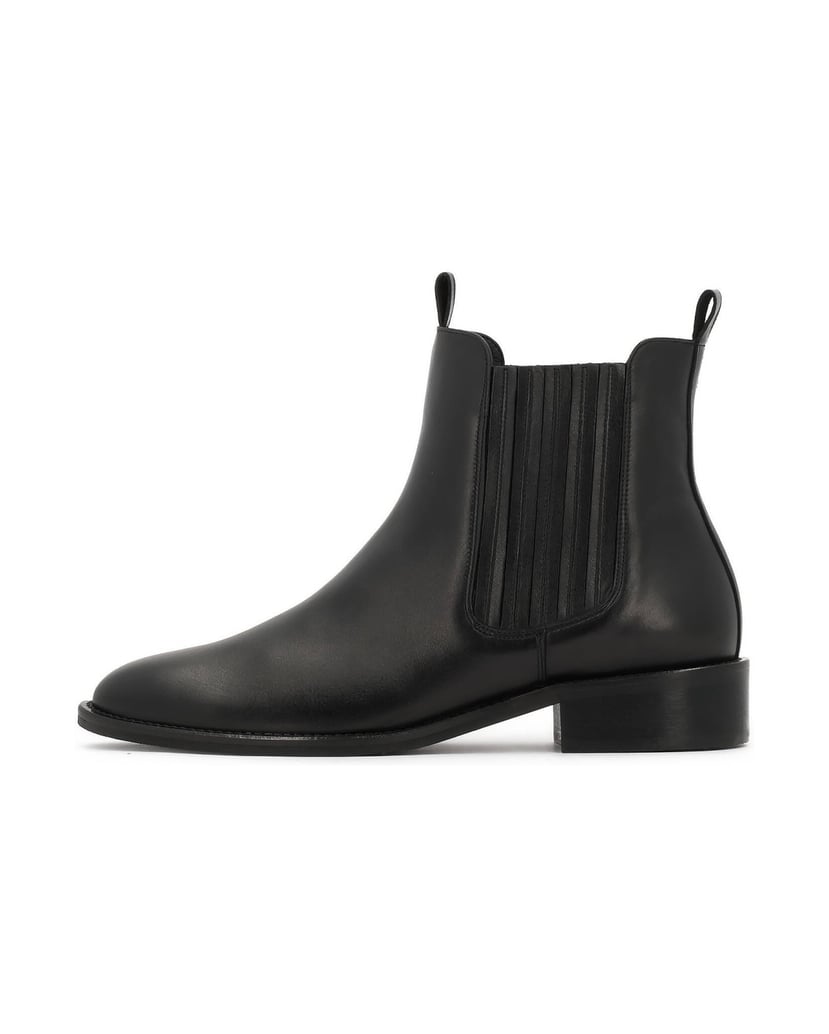 Kazar-Schwarze-Lederstiefel-mit-elastischen-Einsätzen-und-Schlaufen-schwarz