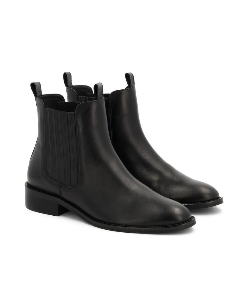 Kazar-Schwarze-Lederstiefel-mit-elastischen-Einsätzen-und-Schlaufen-schwarz