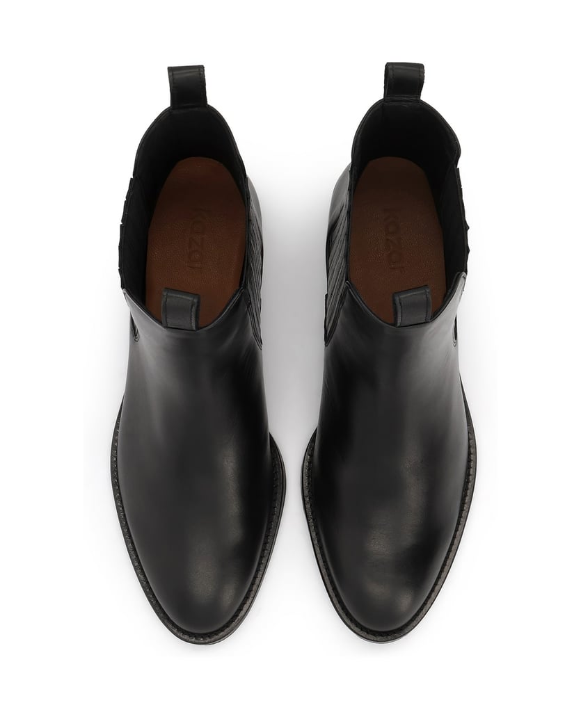 Kazar-Schwarze-Lederstiefel-mit-elastischen-Einsätzen-und-Schlaufen-schwarz