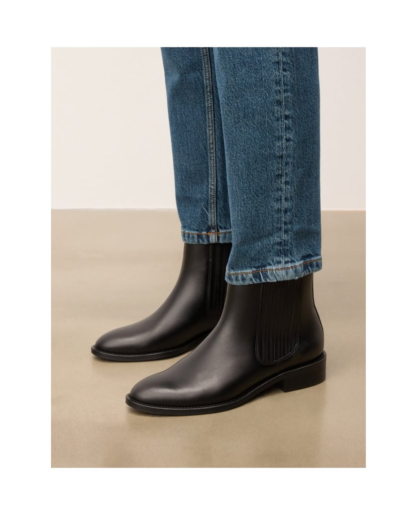 Kazar-Schwarze-Lederstiefel-mit-elastischen-Einsätzen-und-Schlaufen-schwarz