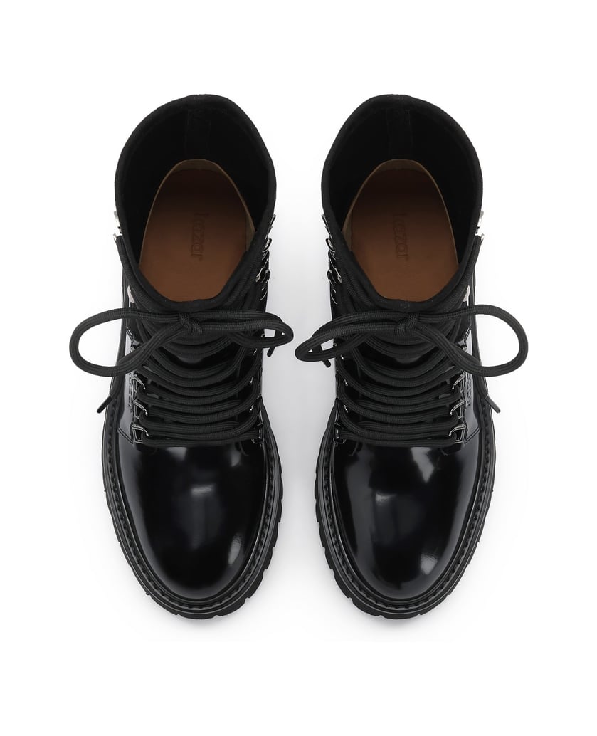 Kazar-Schwarze-Lederstiefel-mit-Schaft-aus-Stoff-und-Treppensohle-schwarz