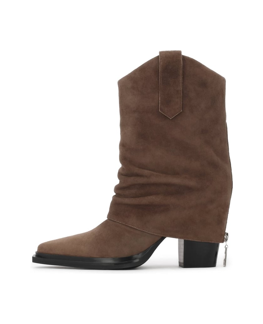 Kazar-Hellbraune-Cowboystiefel-aus-Wildleder-mit-dekorativem-Reißverschluss-camel