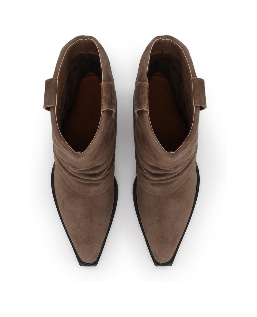 Kazar-Hellbraune-Cowboystiefel-aus-Wildleder-mit-dekorativem-Reißverschluss-camel