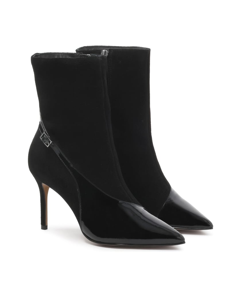 Kazar-Elegante-Stiefel-aus-Wildleder-und-Lackleder-schwarz