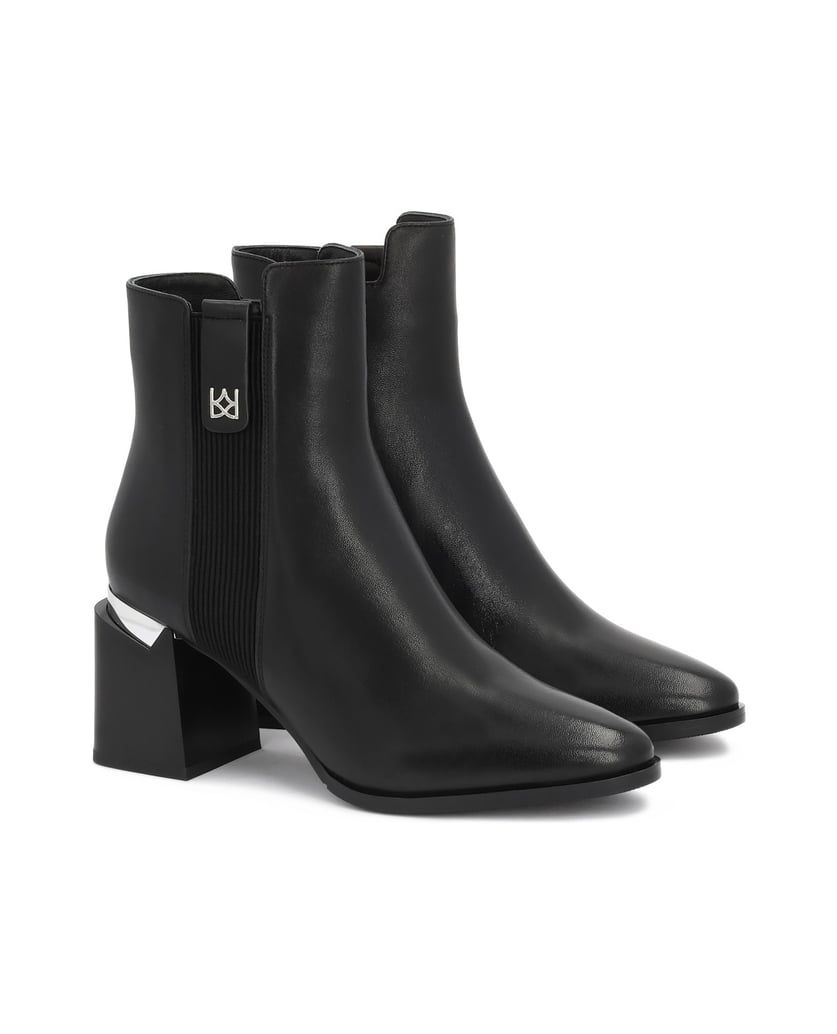 Kazar-Schwarze-Lederstiefel-mit-Metallic-Details-schwarz