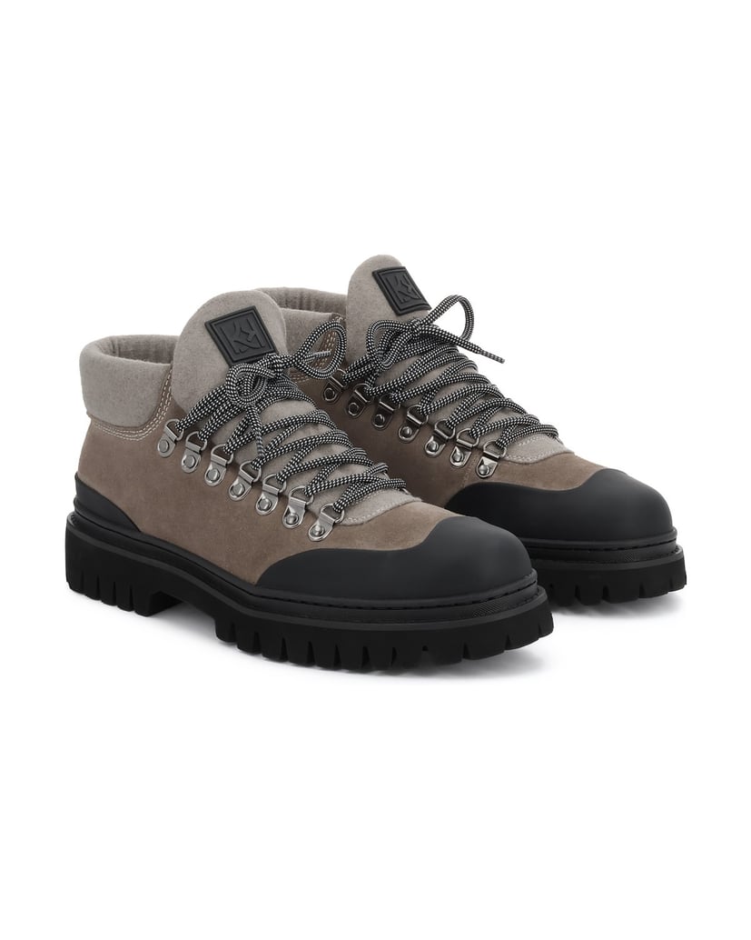 Kazar-Schnürstiefel-aus-kombinierten-Materialien-oliv