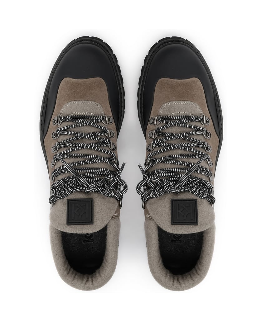 Kazar-Schnürstiefel-aus-kombinierten-Materialien-oliv