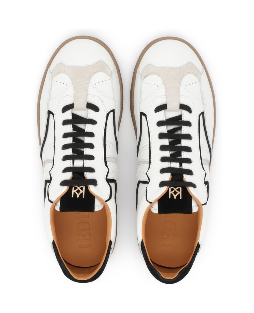 Kazar-Schwarze-und-weiße-Ledersneakers-mit-Wildledereinsätzen-weiss