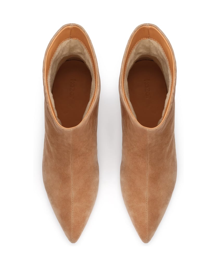 Kazar-Hellbraune-Wildlederstiefel-mit-niedrigem-Stilettoabsatz-camel