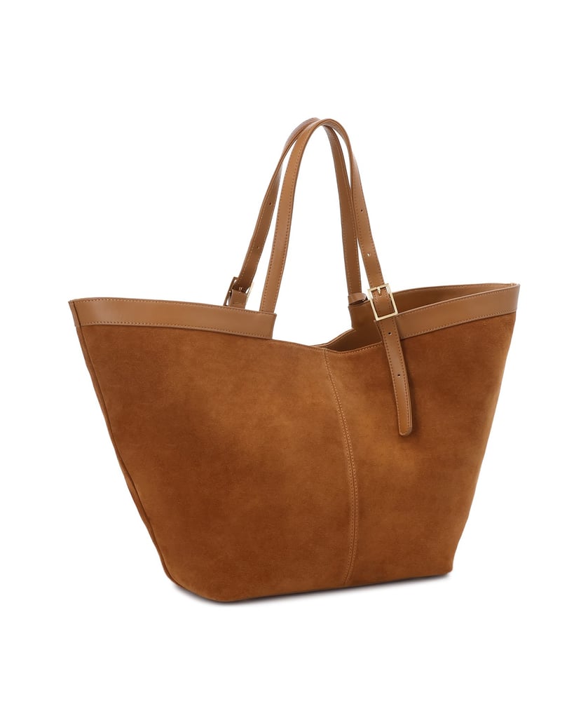 Kazar-Hellbraune-Trapez-Handtasche-aus-Wildleder-camel