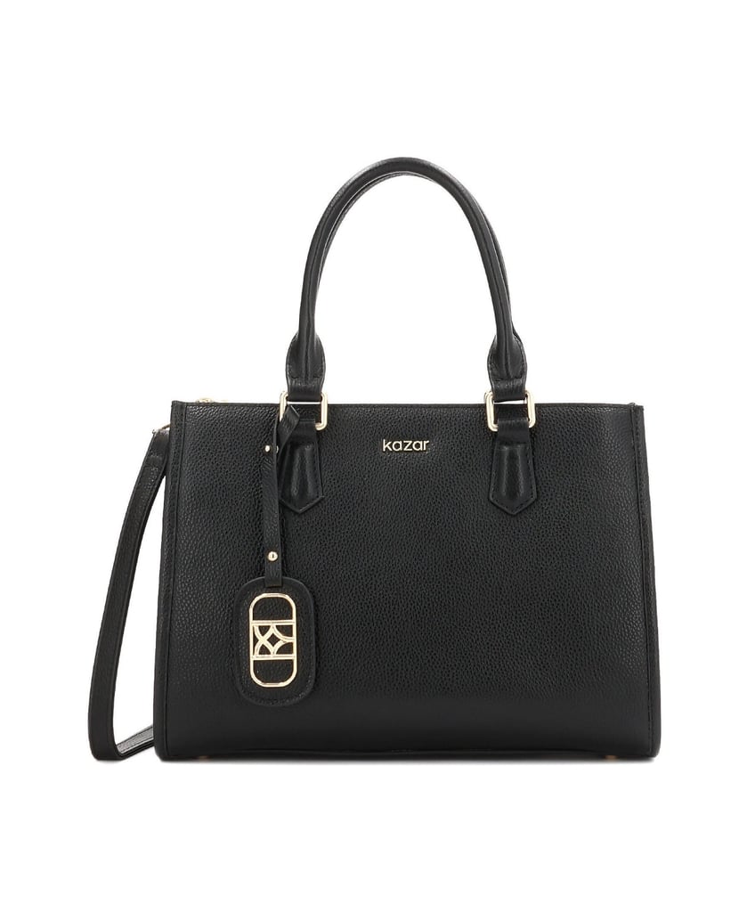 Kazar-Schwarze-Lederhandtasche-mit-abnehmbarem-Riemen-und-verschließbarem-Fach-schwarz