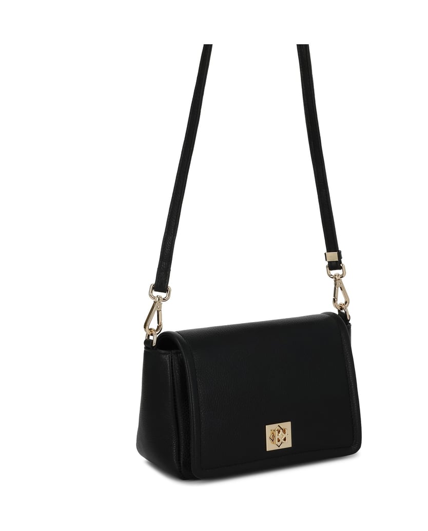 Kazar-Kleine-schwarze-Lederhandtasche-mit-Klappe-schwarz