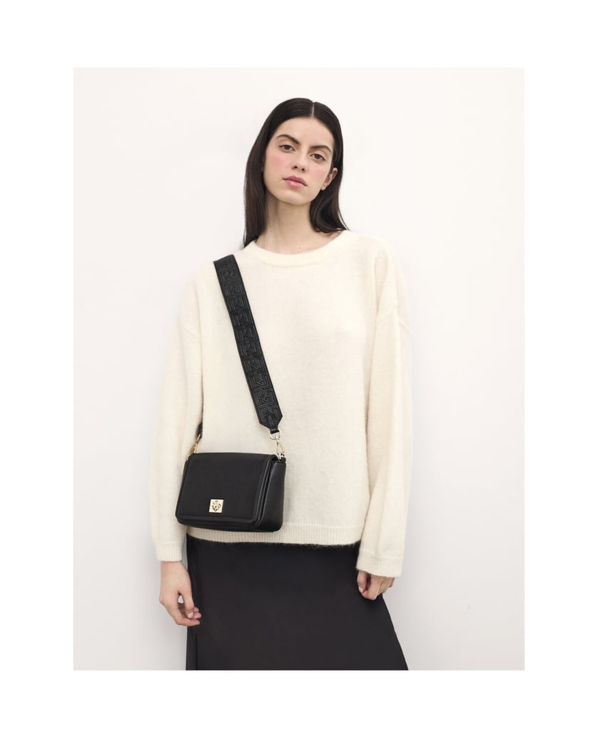 Kazar-Kleine-schwarze-Lederhandtasche-mit-Klappe-schwarz