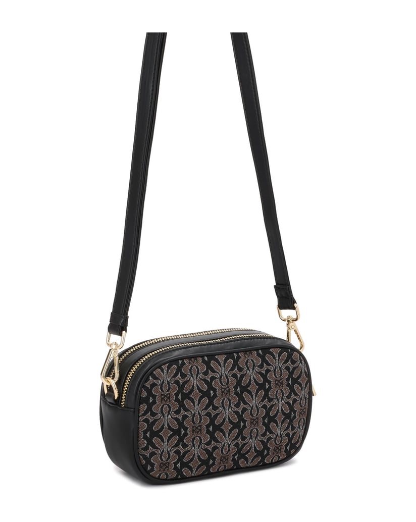Kazar-Braun-und-schwarz-gemusterte-Stoffhandtasche-braun