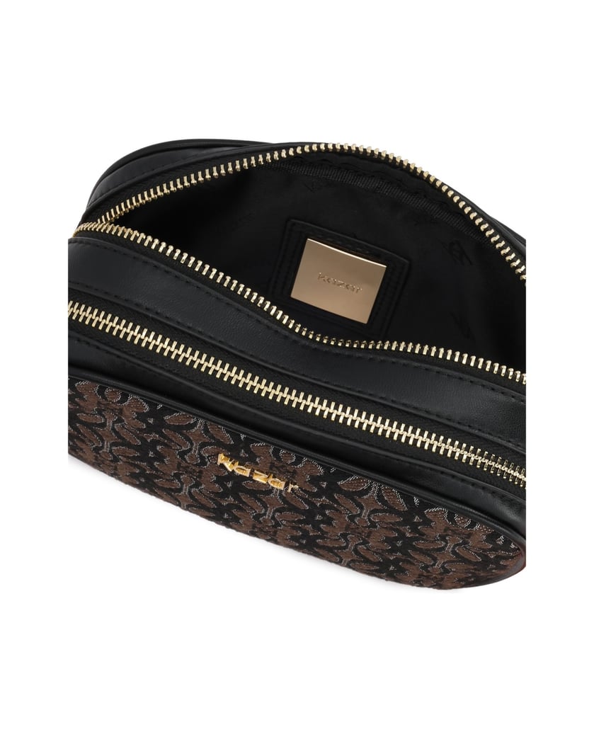 Kazar-Braun-und-schwarz-gemusterte-Stoffhandtasche-braun